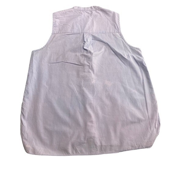 Tibi pastel blue sleeveless fringe distressed cotton button down size 6 - Picture 5 of 7